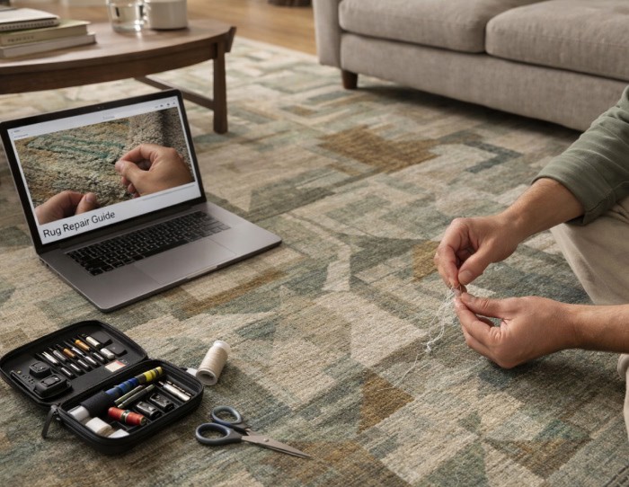 loose fibre rug repair